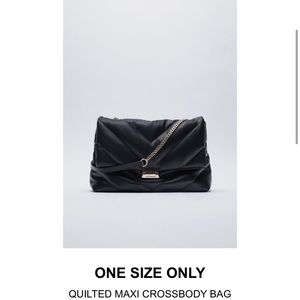 Black Zara QUILTED MAXI CROSSBODY BAG
